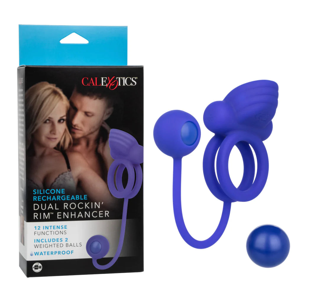 CALEXOTICS SILICONE RECHARGEABLE DUAL ROCKIN RIM ENHANCER