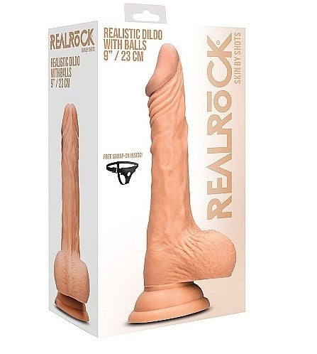 REALISTIC DILDO WITH BALLS  9"/23CM