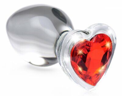 BOOTY SPARKS  RED HEART GEM GLASS SMALL ANAL PLUG